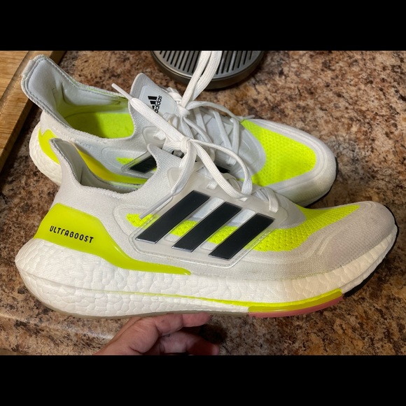 adidas Shoes - Womens Adidas UltraBoost 21 Neon Yellow & White